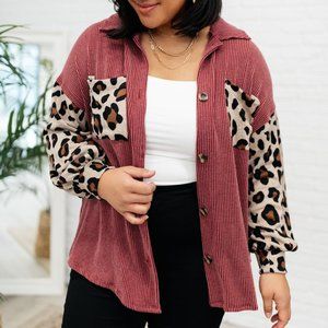 New! Burgundy Animal Print Sleeve Shacket